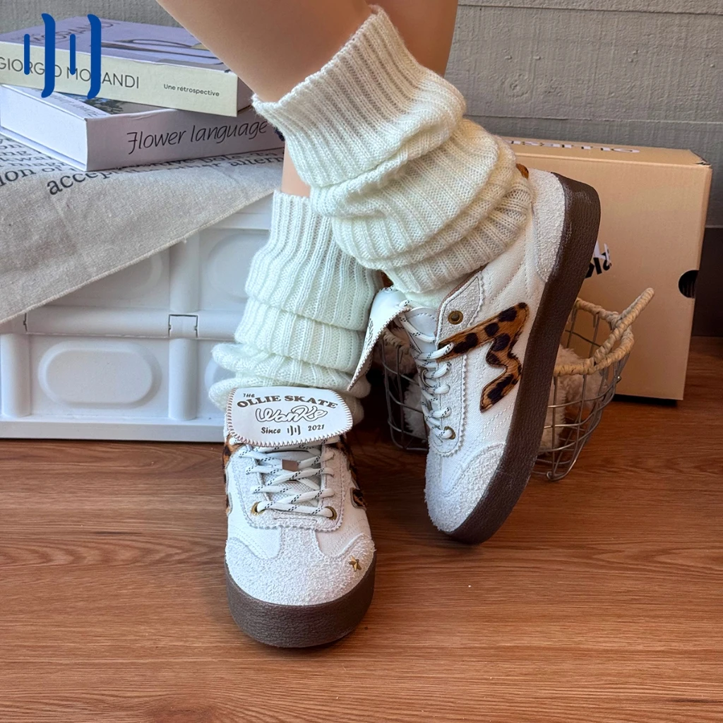 Ollieskate Year of Horse Limited Artist Leopard Print Retro Platform Low Top Trainer Shoes Street Sneakers Unisex