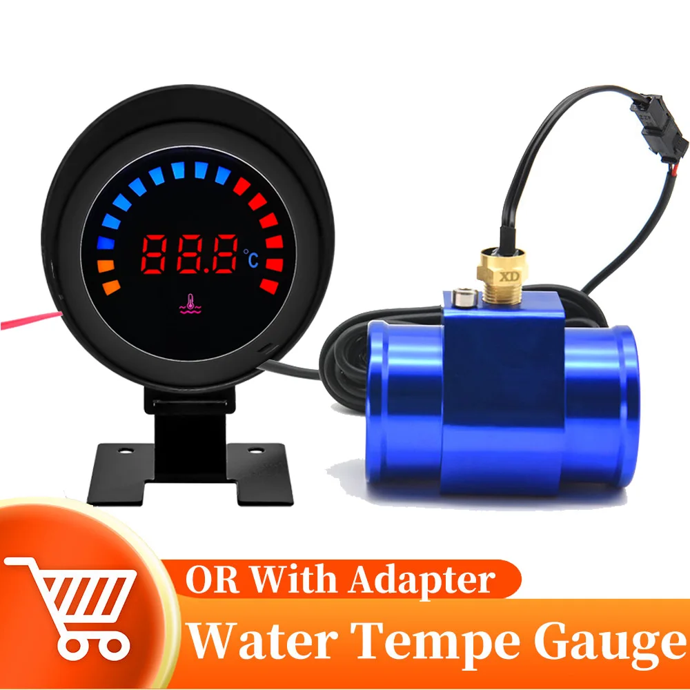 

12/24V Car Water Temperature Meter 1/8NPT 10mm Car Temperature Sensor 26~34MM Adapter With LED Light Sensors For Cars Racing