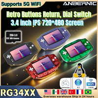 ANBERNIC RG 34XX Handheld Game Console 3.4” IPS 720*480 Screen Linux 64-bit Bluetooth RG34XX Retro Video Gaming Players 256G PSP