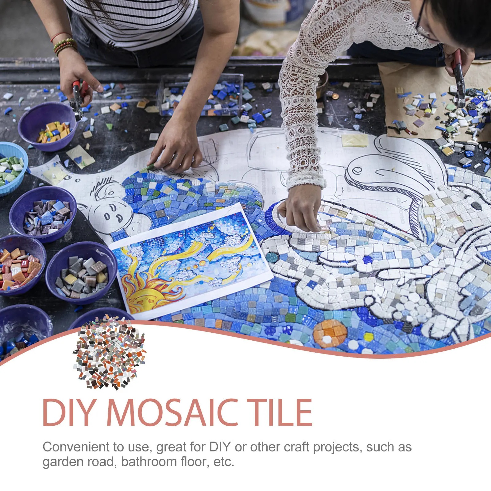 

Mosaic Tiles Glass Pieces Irregular Size Durable Scratch Resistant DIY Home Garden Decoration Creative Craft Supply