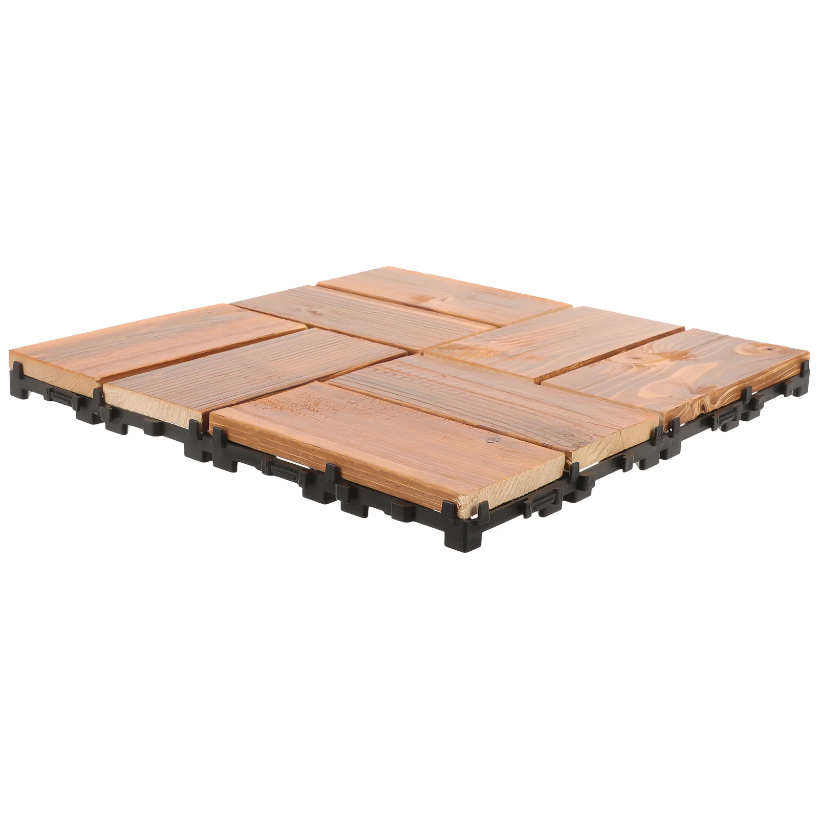 Anti-corrosion Balcony Flooring Carbonized Wood Interlocking Tiles Light Brown Outdoor Patio over Concrete