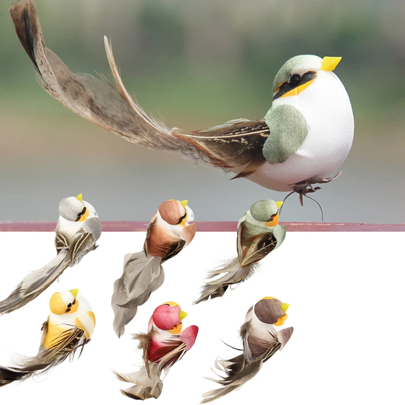 12Pcs Simulation Bird Miniature Decoration DIY Crafts Foam Artificial Fake Birds Models For Home Garden Prop Decor