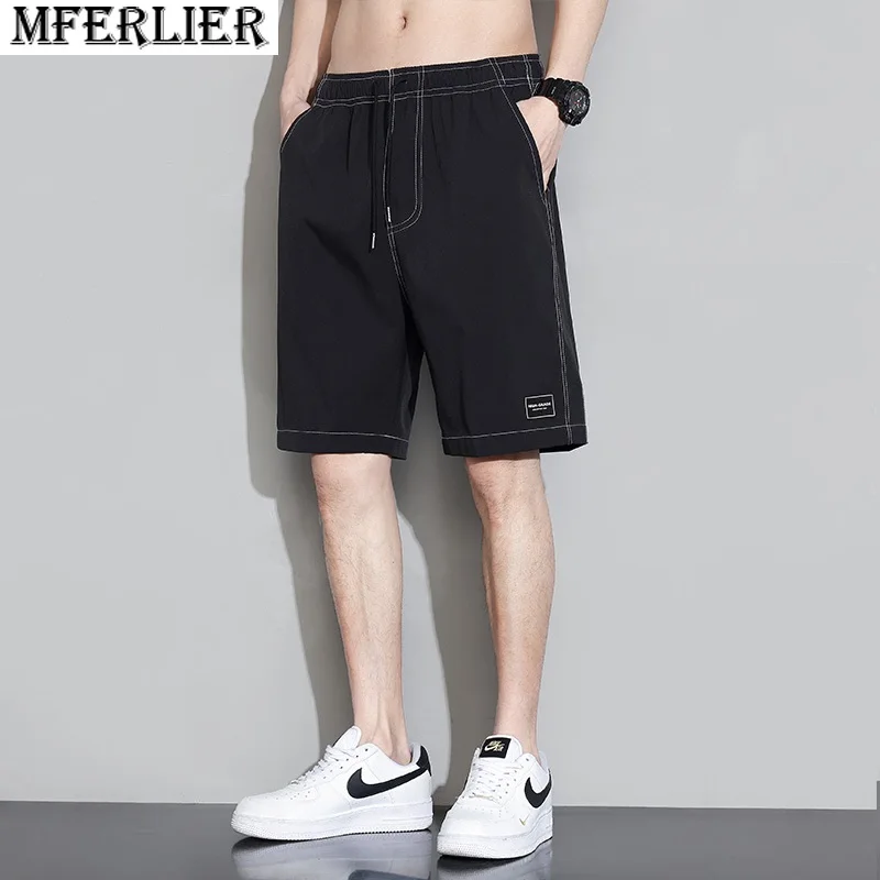 

Шорты мужские однотонные, модные повседневные, с эластичным поясом, однотонные, летние аксессуары, размеры 8XL