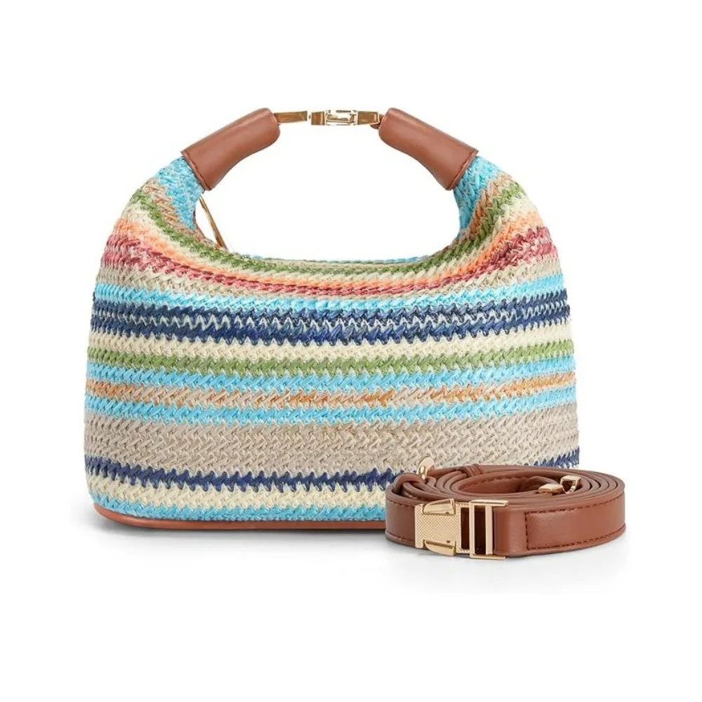 

Соломенный кошелек с тканой текстурой для отдыха, легкая сумка в стиле сумки, модная большая сумка небольшого размера, летний сезон