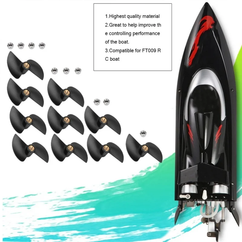 10pcs Brushless Remote Control Boat Tail Propeller Spare Part Kit For FT009 RC Boat