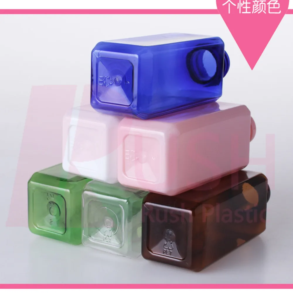 50pcs 100ml plastic blue brown Square perfume atomizer Bottle Split Charging Spray Watering sprey travel set