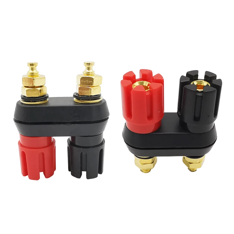 1/2Pcs 4mm Dual Banana Socket Plum Terminal Binding Post Speaker Connector Double Banana Female Plug Jack Power Amplifier Adapte