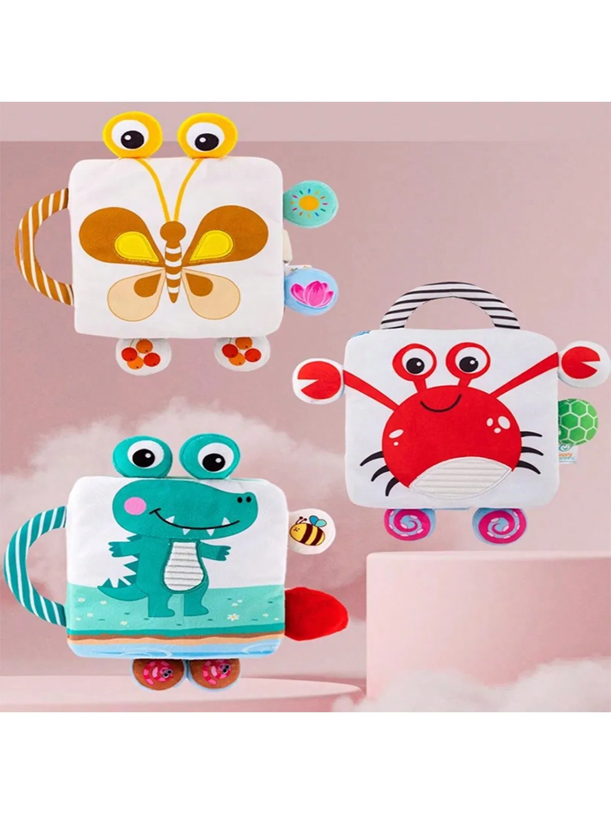 لعبة ألغاز للتعليم المبكر للطفل ، أفخم ملون ، قماش ناعم ، حزام فني مع جرس حيوان معلق محمول ، كتاب قماشي لطيف #2