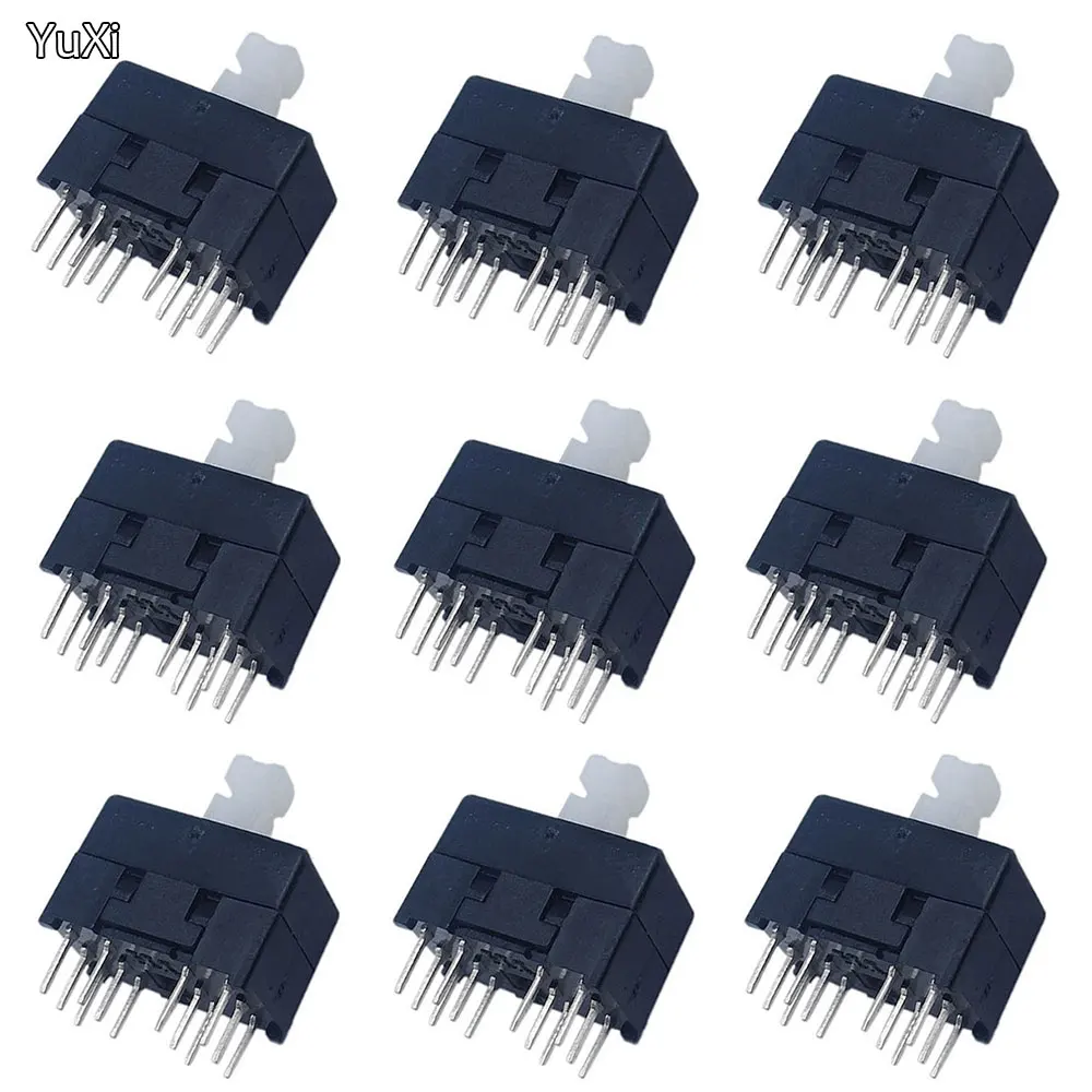 YUXI 5PCS 8.5*13MM Self-locking Small Multi-function Power Switch Key Switch Tact Switch 12 Feet with Self-locking