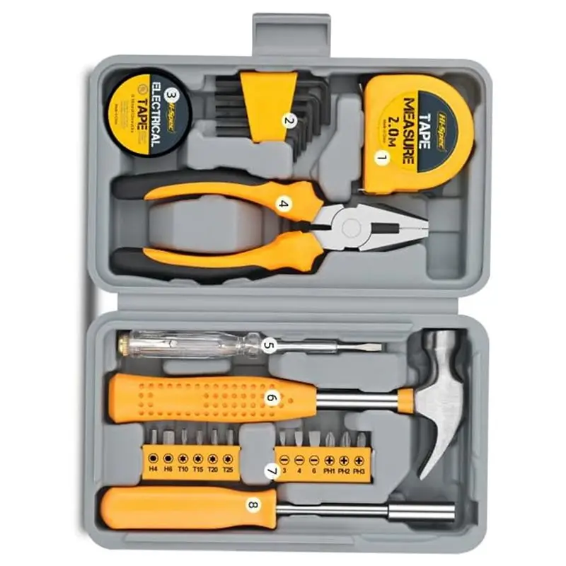 HI-SPEC Household Hand Tool Kit Multi Functional Household Toolbox Basic Maintenance Tools