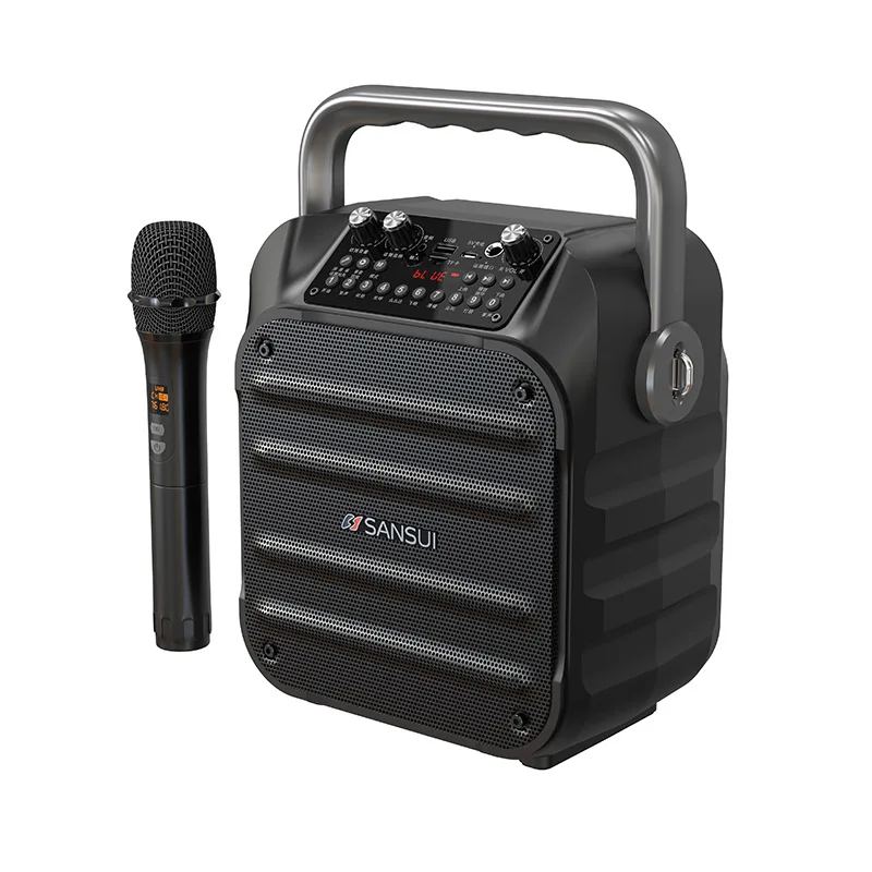 Мощные портативные Bluetooth-колонки, 6,5 дюйма, яркий громкий внешний беспроводной динамик для караоке с беспроводным микрофоном