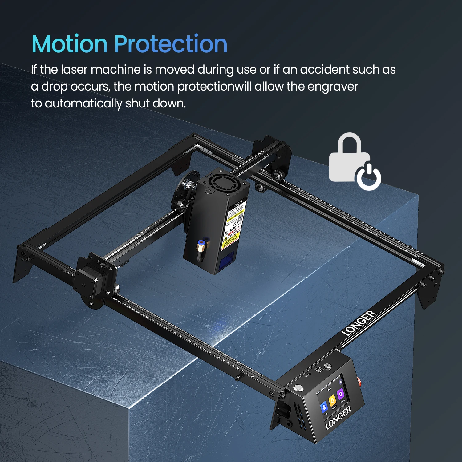 LONGER RAY5 20W Lasergravierer, 375 x 375 mm Arbeitsbereich, 0,08 x 0,1 mm Laserpunkt, WLAN, 32-Bit-Chipsatz, Touchscreen, Laserschneider für Holz, Acryl, Leder & Metall – Detail 5