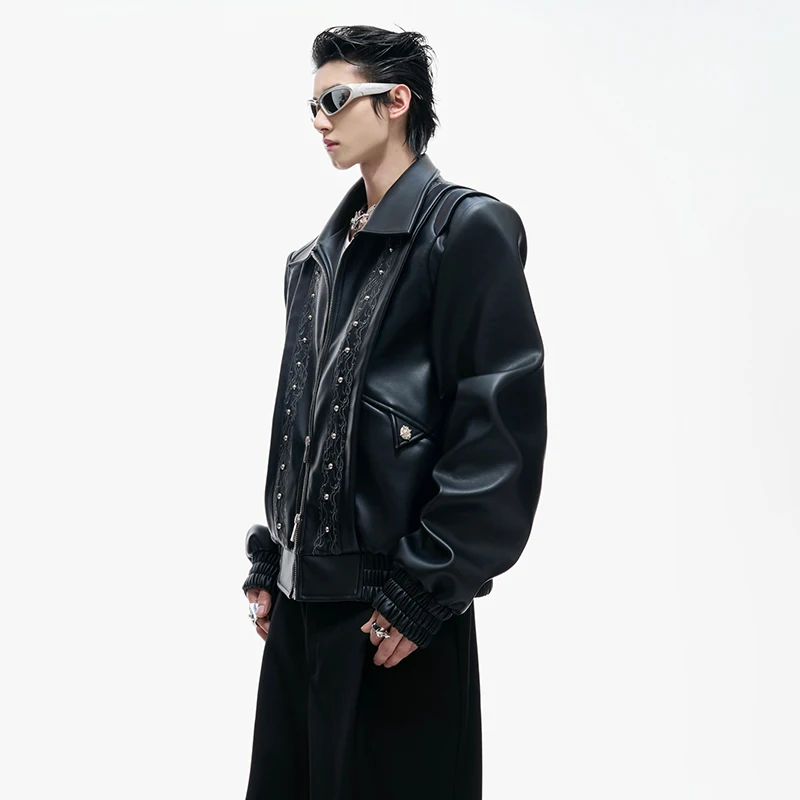 LUZHEN Fashion Personalized Pattern Embroidery Multi Layer Design Leather Jacket Men 2025 Autumn Street Motorcycles Coat JY3676