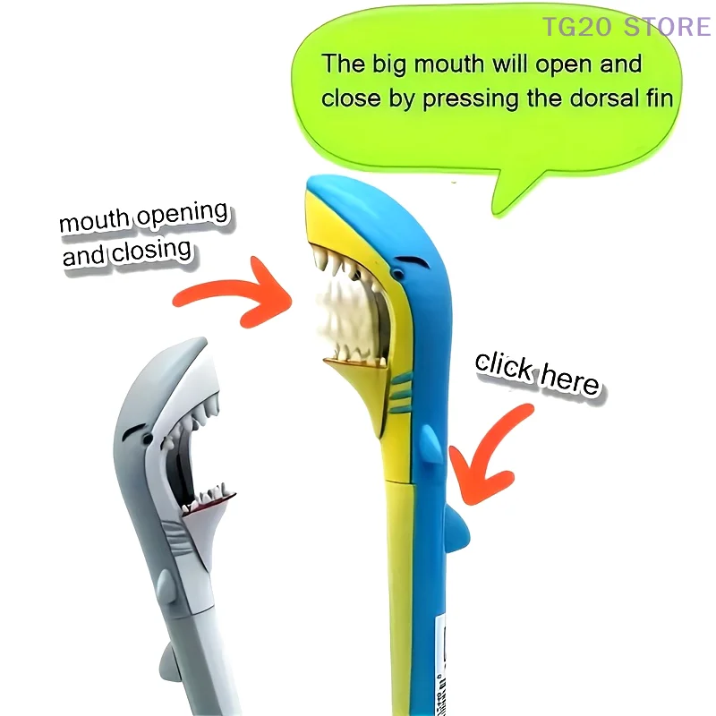 1 قطعة كبيرة الفم القرش شكل القلم كبير الأبيض الكرتون القرش قلم حبر جاف القرطاسية هدية للأطفال طالب مكتب القرطاسية #2