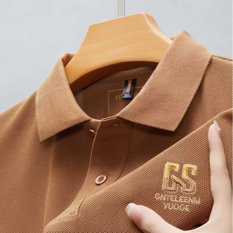2025 صيف جديد مطرز الرجال 100% القطن الحرير الجليد الساخن بيع قميص بولو بكم قصير عادية تنفس الرجال قميص M-4xl