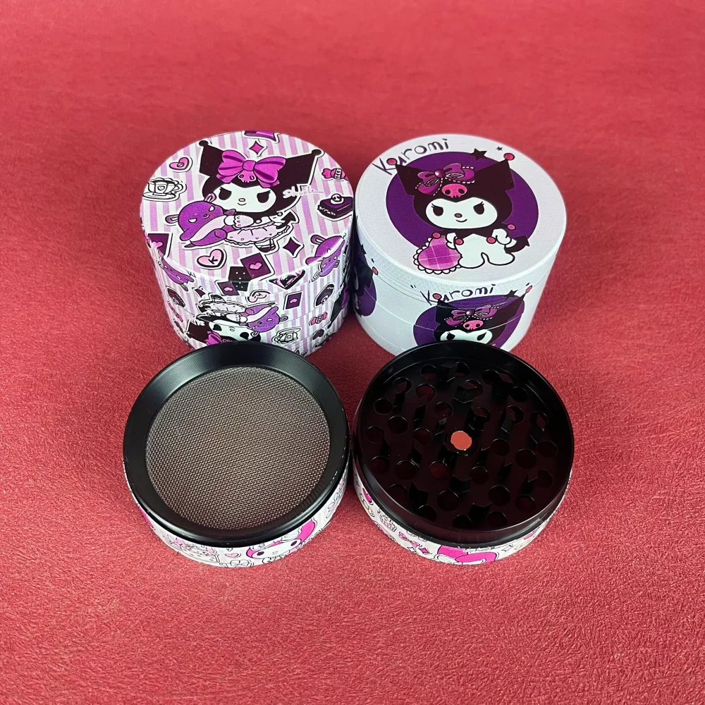 Moedor de Ervas Kuromi de 2 Polegadas, 4 Camadas, Moedor Manual de Metal Hello Kitty Sanrio, Acessórios para Fumar Cigarros, Presente