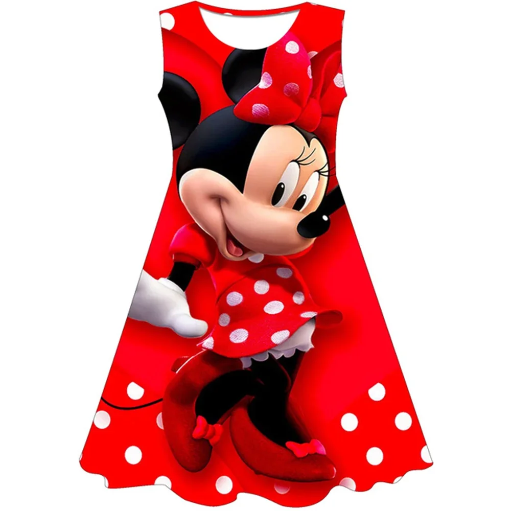 Girls Cosplay Cartoon Costume Minnie Mouse Dress Kids Summer Short Sleeve Princess Dress Up Children Birthday Party 3D Clothing