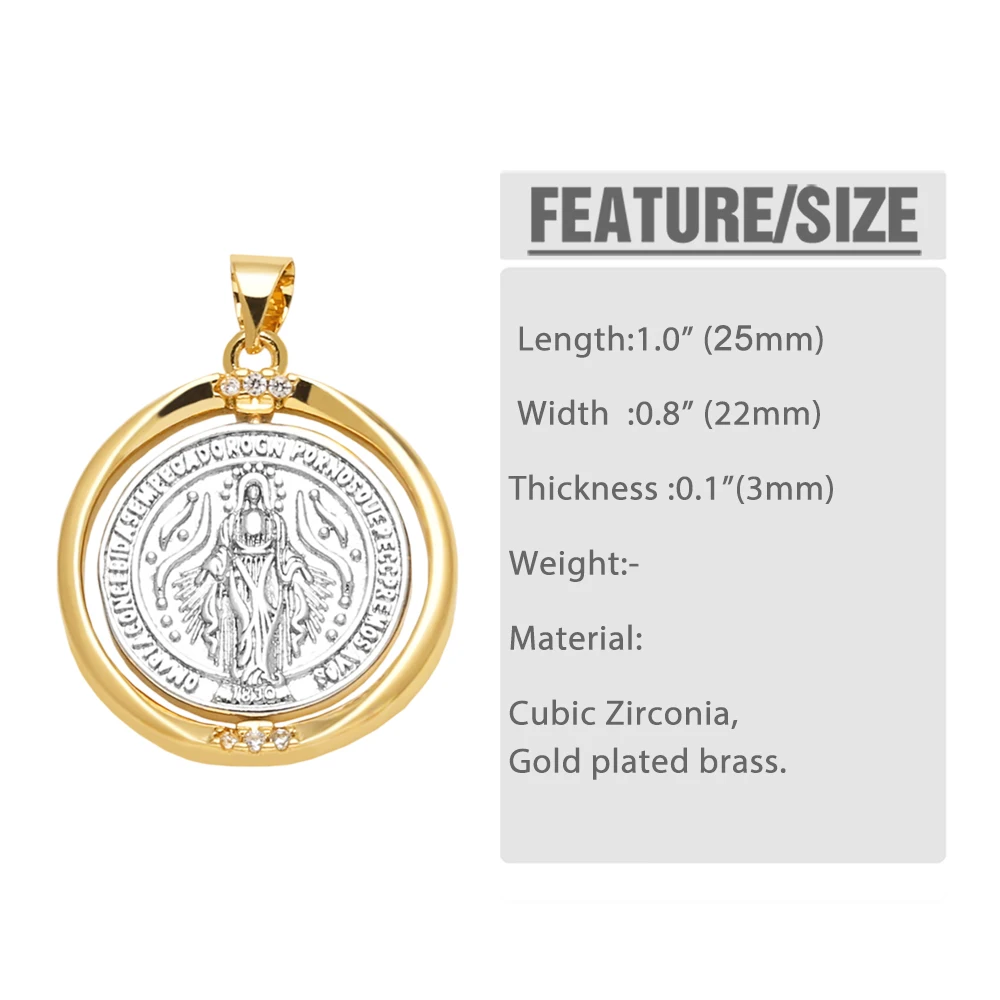 OCESRIO فضي اللون مريم العذراء قلادة للقلادة النحاس مطلية بالذهب الروح القدس البيضاوي مستلزمات صناعة المجوهرات pdta373