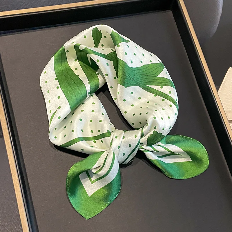 

Шарф из 100% натурального шелка, женская повязка на голову, весна-лето, 53 см, квадратный, модный принт, платок для волос, женская шаль, хиджаб, бандана, шарфы