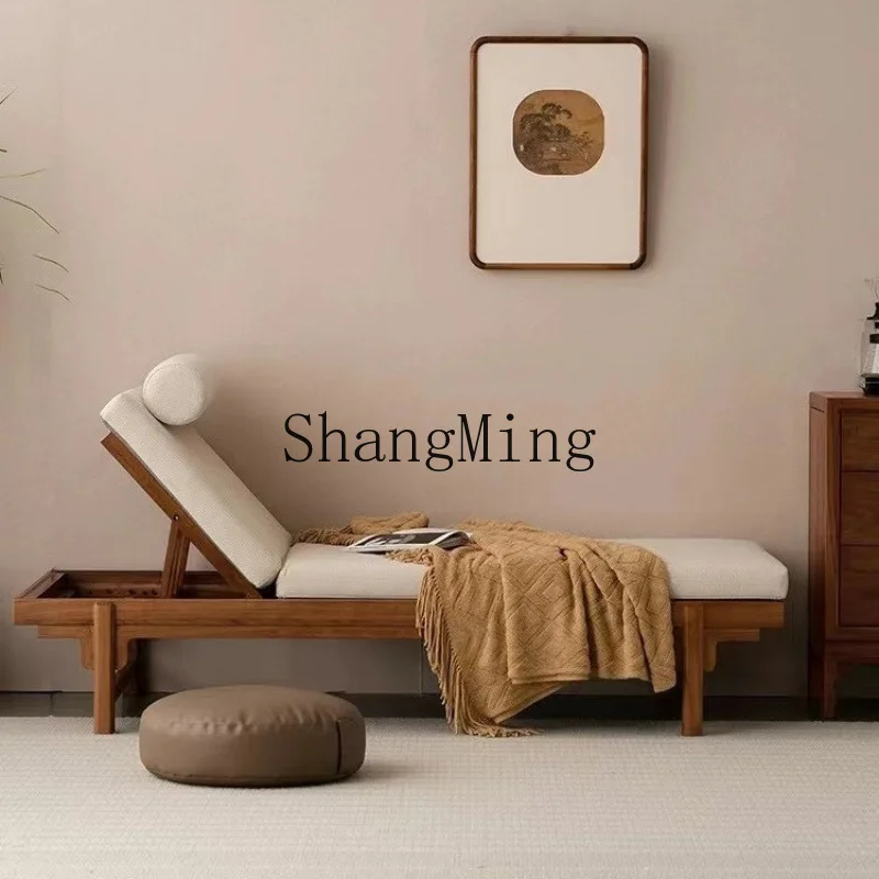 

FG solid wood new Chinese old elm single bed leisure lunch break Arhat bed living room sofa chair