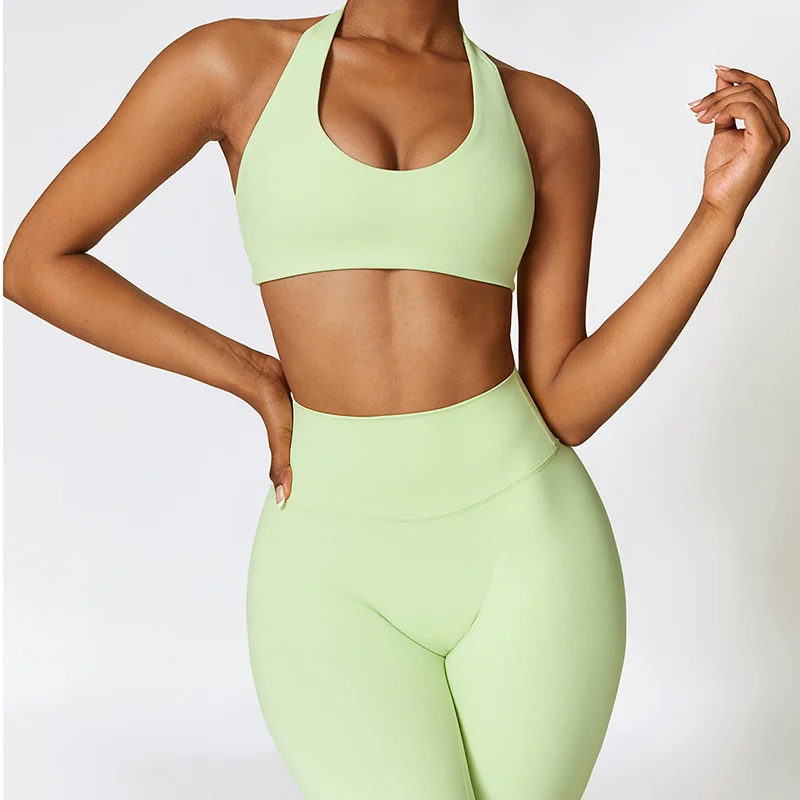 Comprehensive Training Workout Clothes Sports Bra 2pc High Waist Legging Sexy Solid Color Women Suit Soft Gym Yoga Set