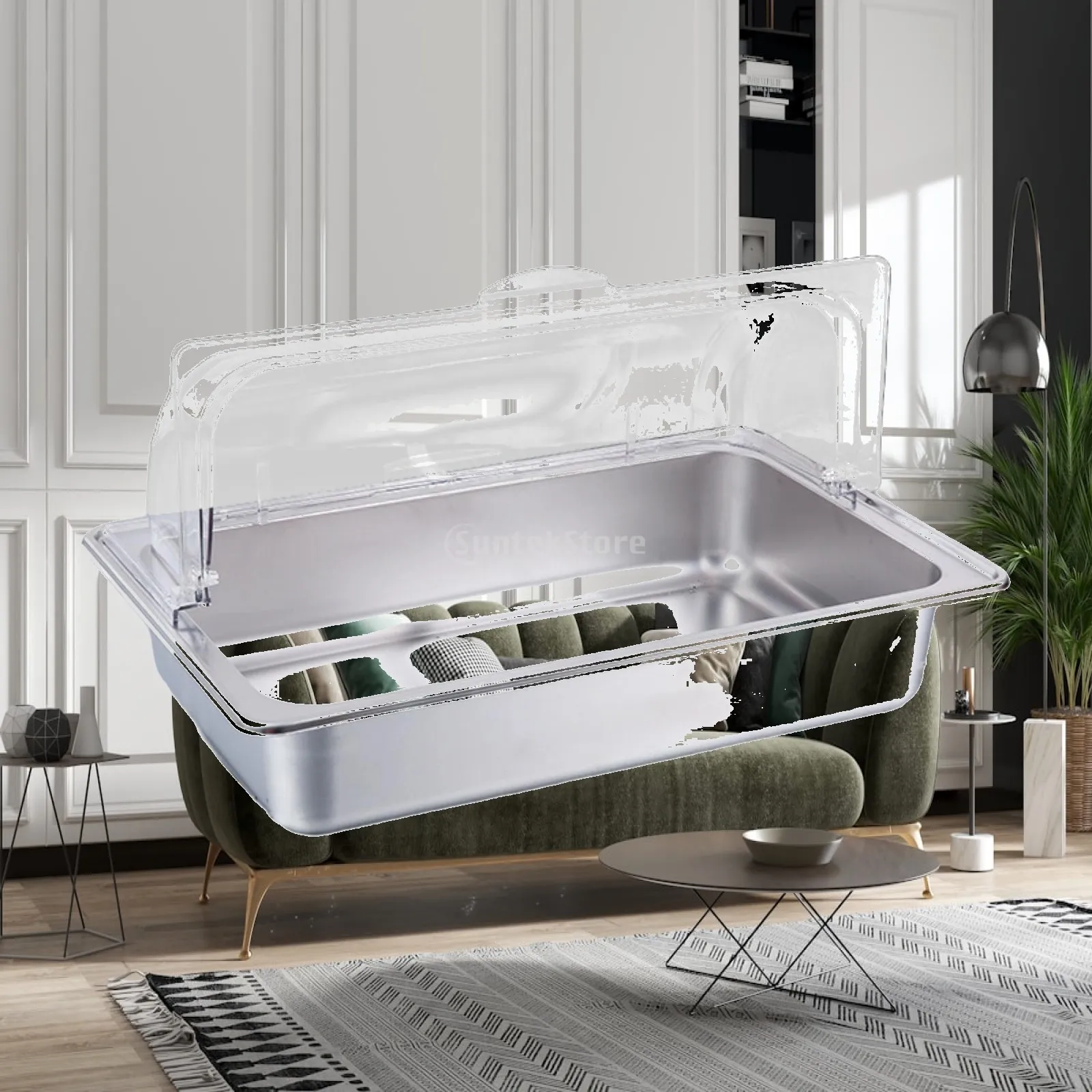 Food Chafer Buffet Chafer Set with Lid Rustproof Wedding Kitchen Stainless Steel Rectangular Catering Food Tray Chafing Dish