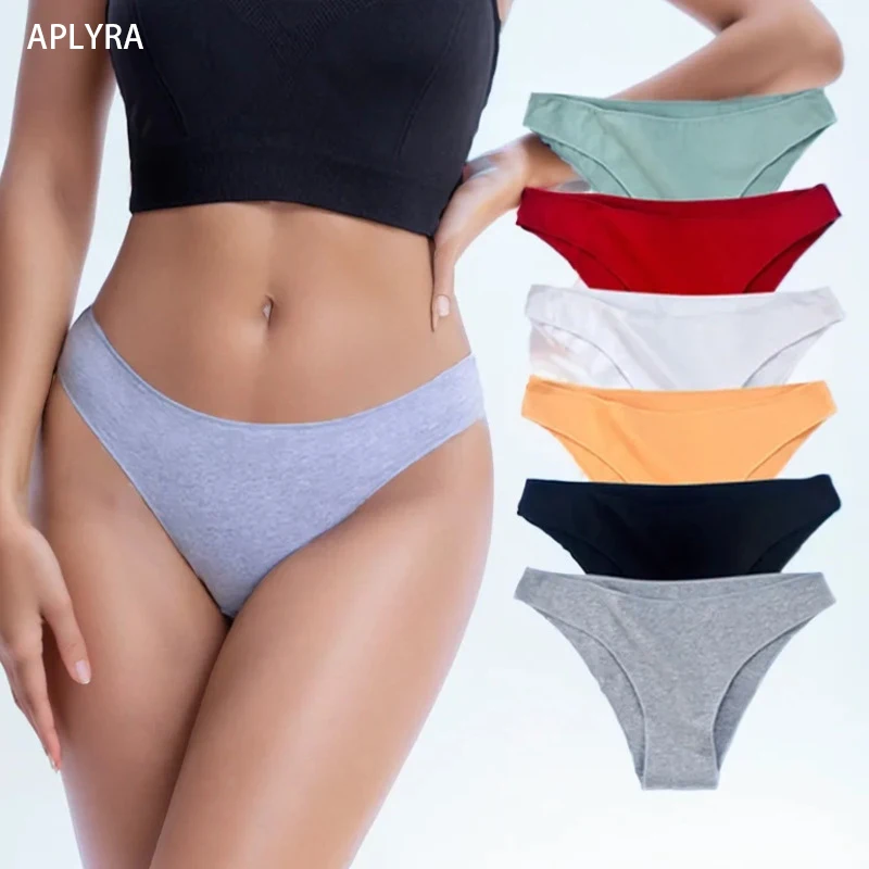 APLYRA Sexy Women\'s Panties Cotton Soft Breathable Briefs Solid Color Concise Underwear Low-Rise Gym Sport Comfortable Lingerie