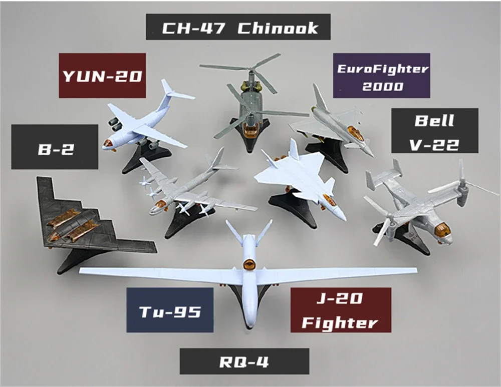 Desktop Ornaments 8 Styles Airplane Assembly Model WZ-8 J-10 J-31 A-10 UH-60A FC-1 MI-24 Fighter Military Mini Model Toys