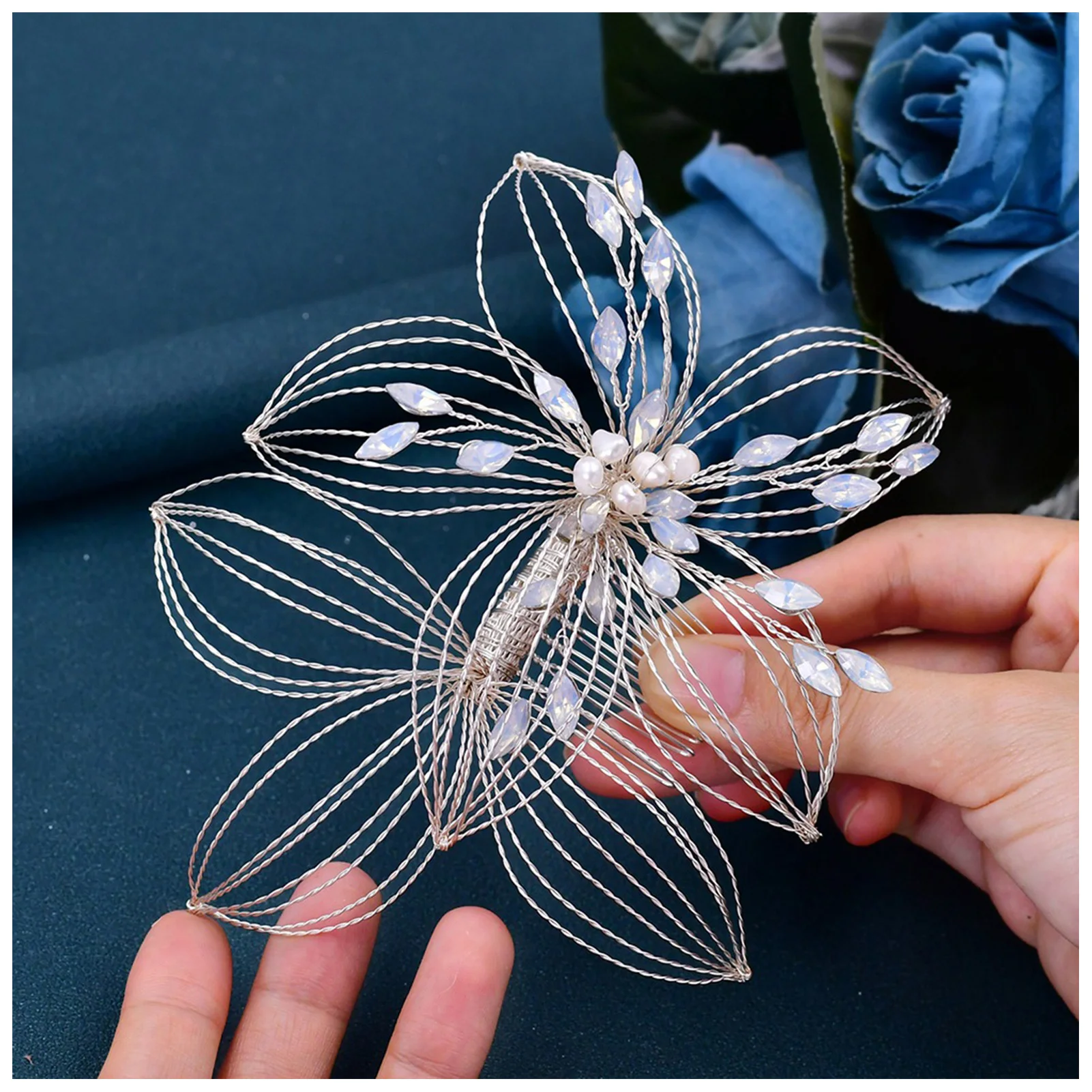 Hair Combs Clips Girls Hair Fork Luxurious Pearl Opal Leaves Hair Accessories for Bridesmaid Hair Decorative Ornaments