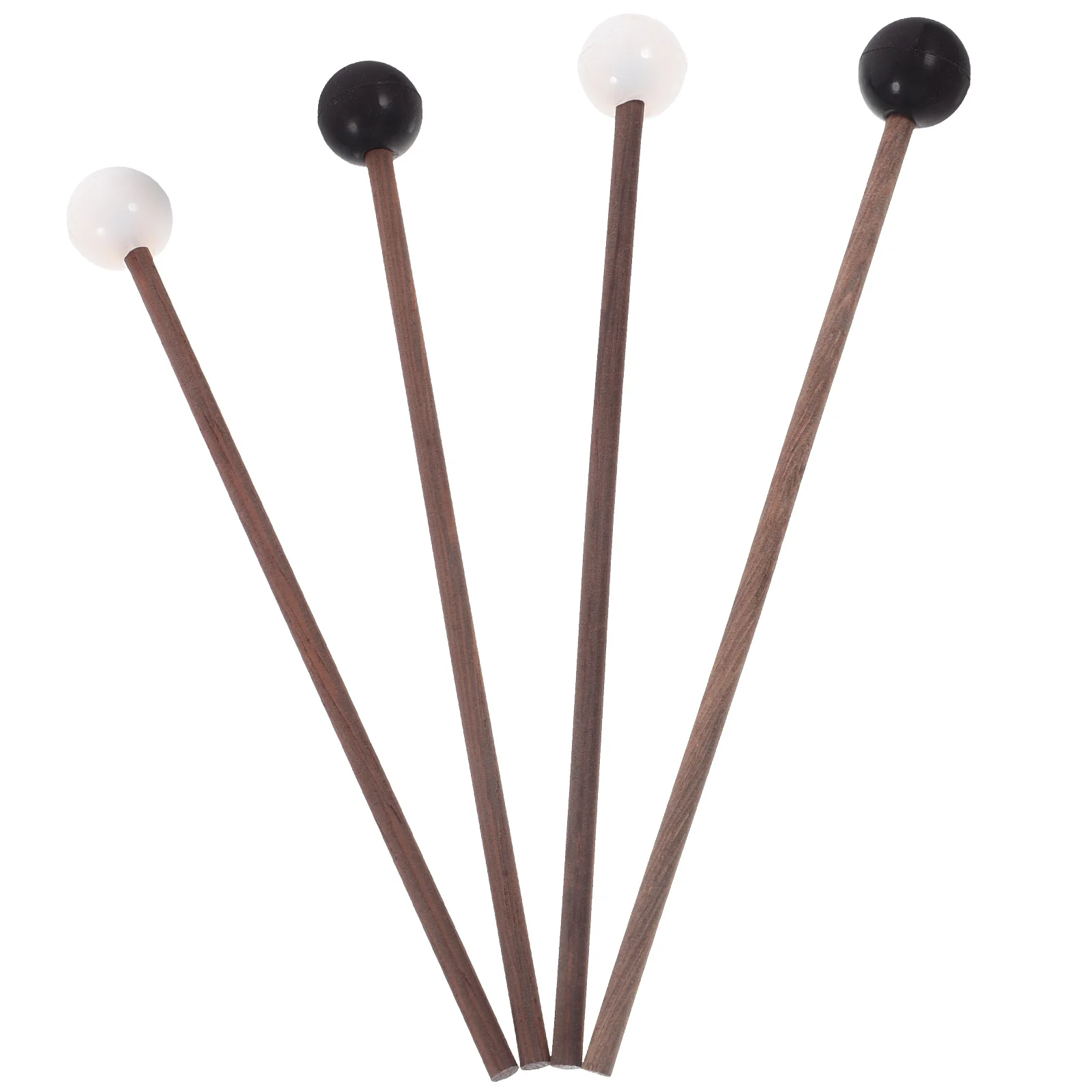 

4pcs Drum Mallets Small Drumsticks Portable Wood Percussion Mallets Rubber White Black Pair Steel Tongue Accessories