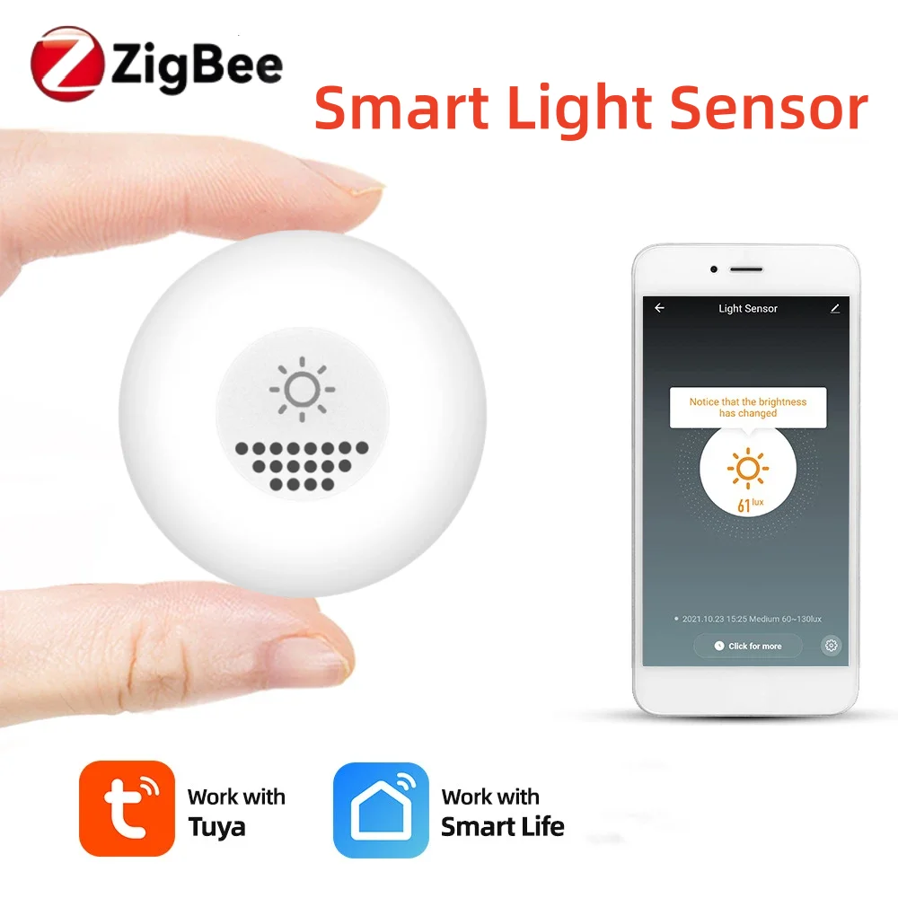 Tuya Light Sensor ZigBee Brightness Detector Illumination Sensor Smart Home Automation for Smart Life Remote Linkage Control