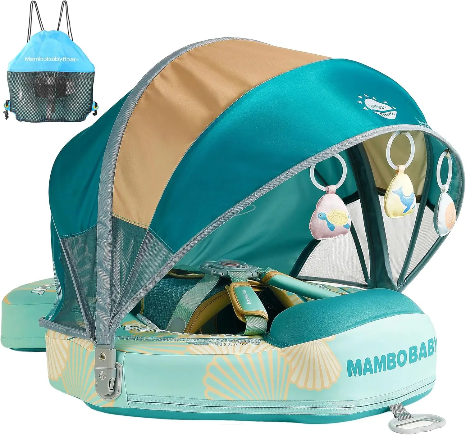 

Baby Swim Float with Canopy and Tail, 3-24 Months, Adjustable Safety Buckle, Non-Inflatable Pool Trainer