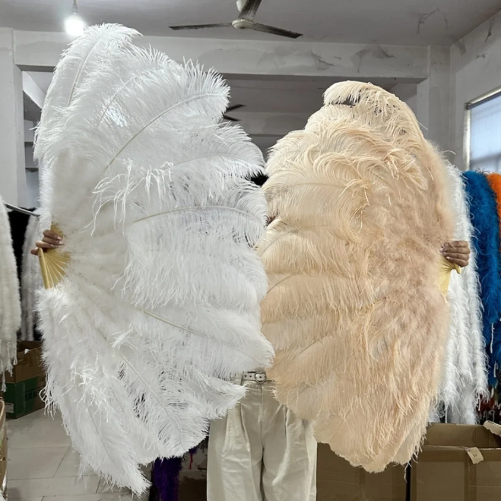 

1PCS Extra Large White Ostrich Feather 130CM Fan Soft Fluffy Hand Held Fan Wedding Table Center Ornaments Party Stage Decor ​