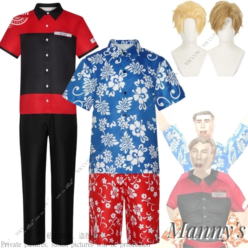 Mannys Horror Tyler Cosplay Costume Restaurant Uniforms Suit Halloween Anime Game Scary Cosplay Party Clothes New Cosplay Wig