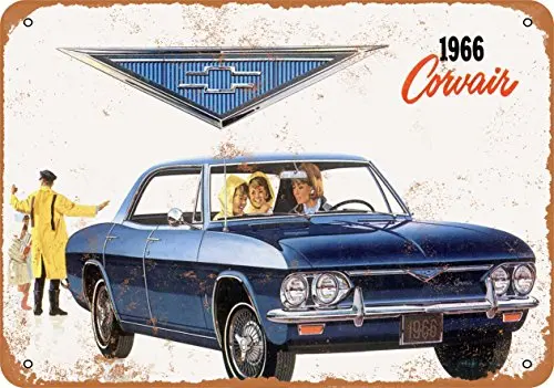 Metal Sign - 1966 Chevy Corvair - Vintage Look Wall Decor for Cafe beer Bar Decoration Crafts