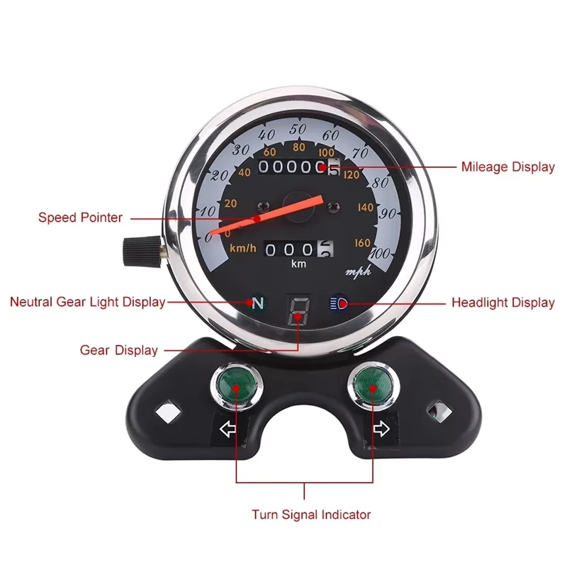 

Reliable Motorcycle Speedometer Speedometer Meter Universal Motorcycle Dual Odometer Speedometer Meter Gear Digital Display