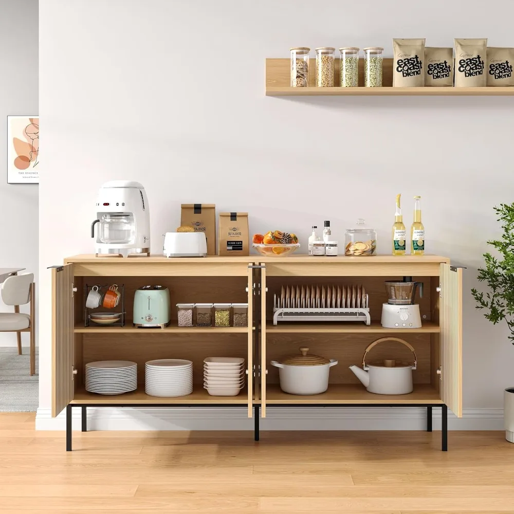 خزانة بوفيه جانبية مع مساحة تخزين، وخزانة Credenza الحديثة المزودة بأبواب وأرفف قابلة للتعديل، وخزائن تخزين لديني #6