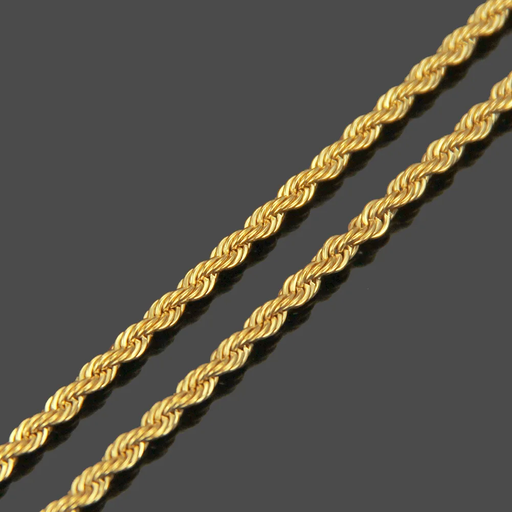 Ruixi Classic Non-discoloration Waterproof 18k Gold Plated 2.5mm 5mm 8mm Twisted Thick Rope Chain Men and Women Necklace Gift