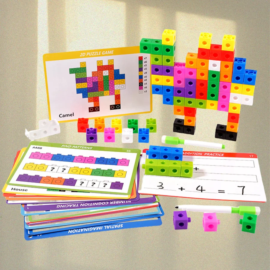 モンテッソーリ-子供向けの虹色のビルディングブロック,積み重ねられた立方体,スナップブロック,子供向けの教育玩具