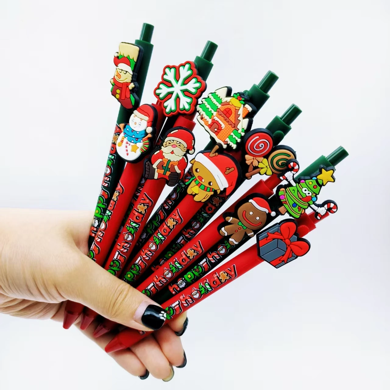 

9/18 шт., шариковая ручка с принтом «Счастливое Рождество», праздничный подарок, канцелярские принадлежности, повседневная офисная шариковая ручка с подписью