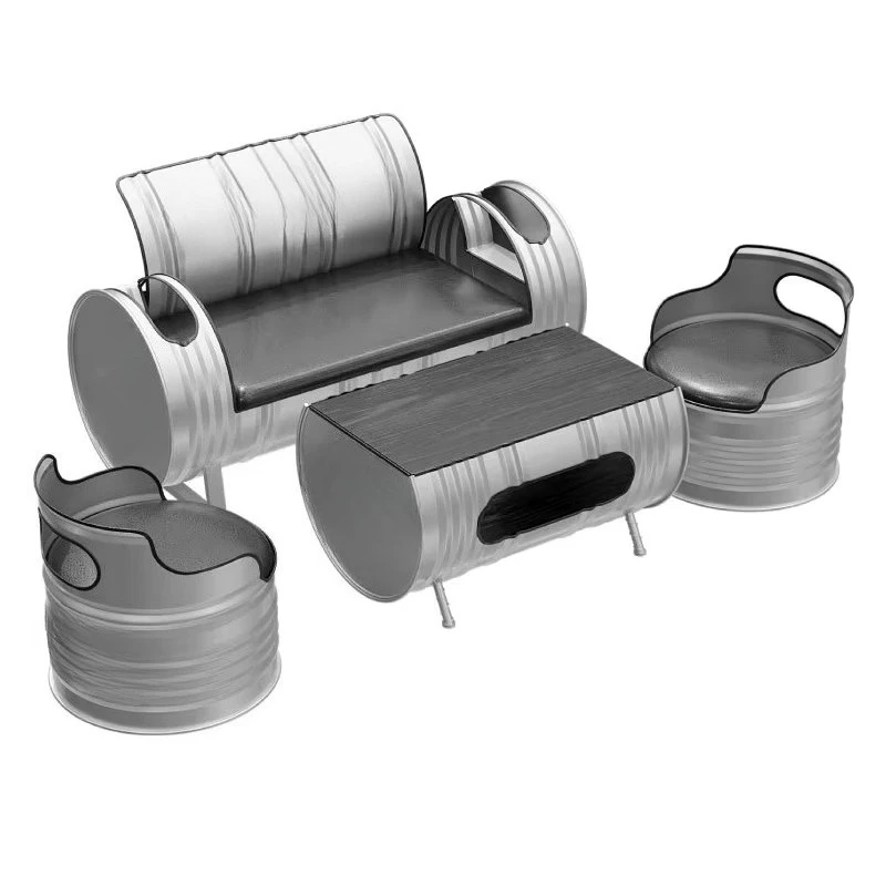 Industrial-style wrought iron collapsible bar set for commercial use, suitable for bars and waiting areas