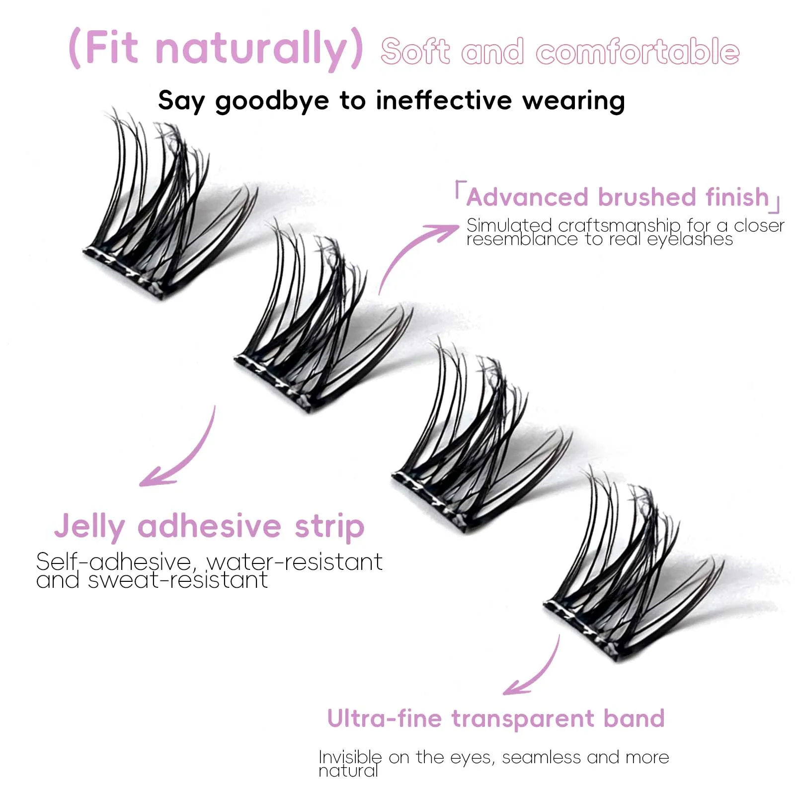 10 rijen zelfklevende wimpermake-up wimperverlenging herbruikbare wimpermake-up wimpertool zonder lijm nodig