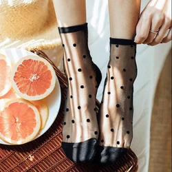 1 Pair Women's Lace Socks Summer Fashion Sexy Transparent Thin Socks Women Non-slip Ultra-thin Socks Female Ankle Sock
