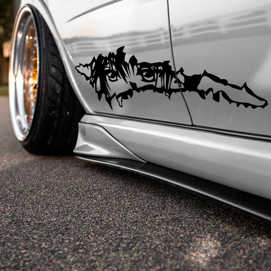 For 2x Pair Side Anime Manga Girl Hot beauty Eyes Ripped JDM Stance Racing Car Sticker