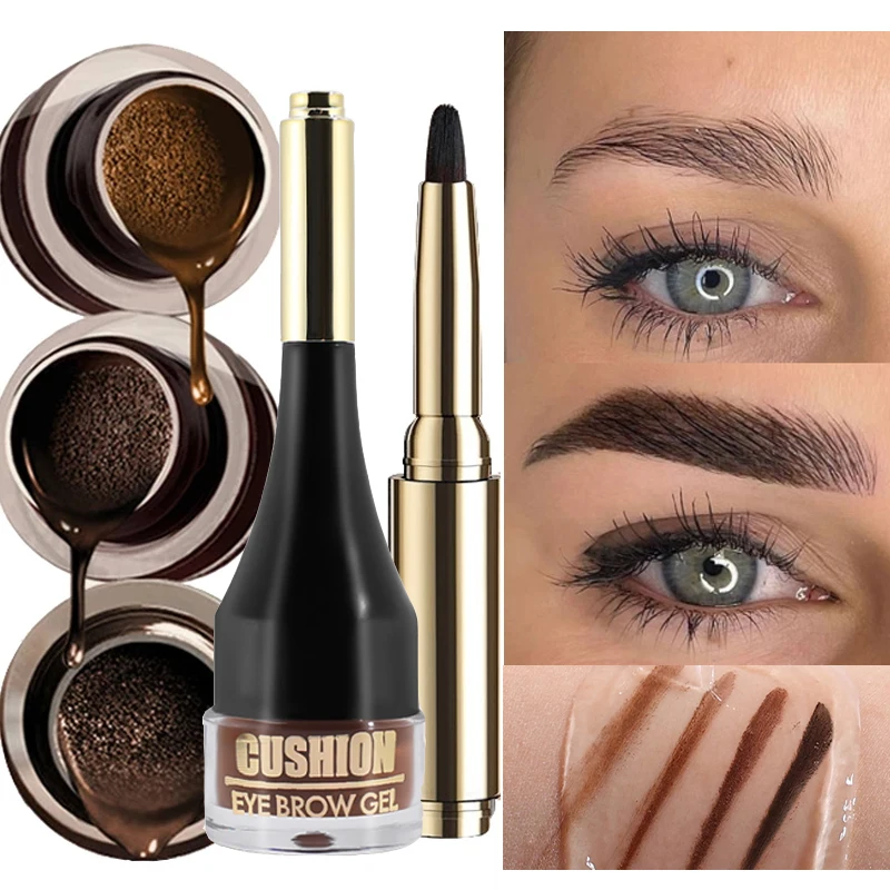 1PC Brown Black Eyebrow Cream Enhancers Waterproof Long-lasting Air-cushion Dye Brows Gel Tinted Makeup Liquid Eyebrows 4 Colors