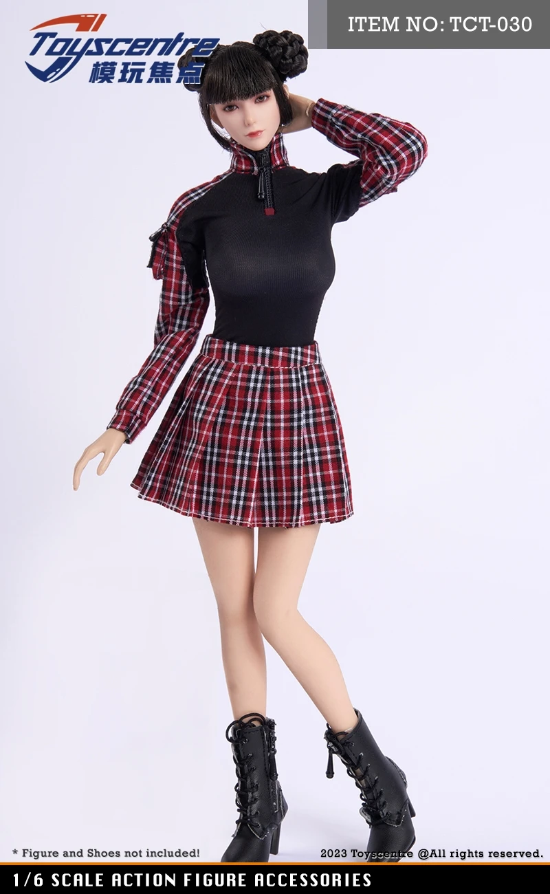 

New 1/6 Female Plaid Top with JK Skirt Set Without Shoes for 12inch Action Figures Women Body OB OD BJD Doll Anime Model