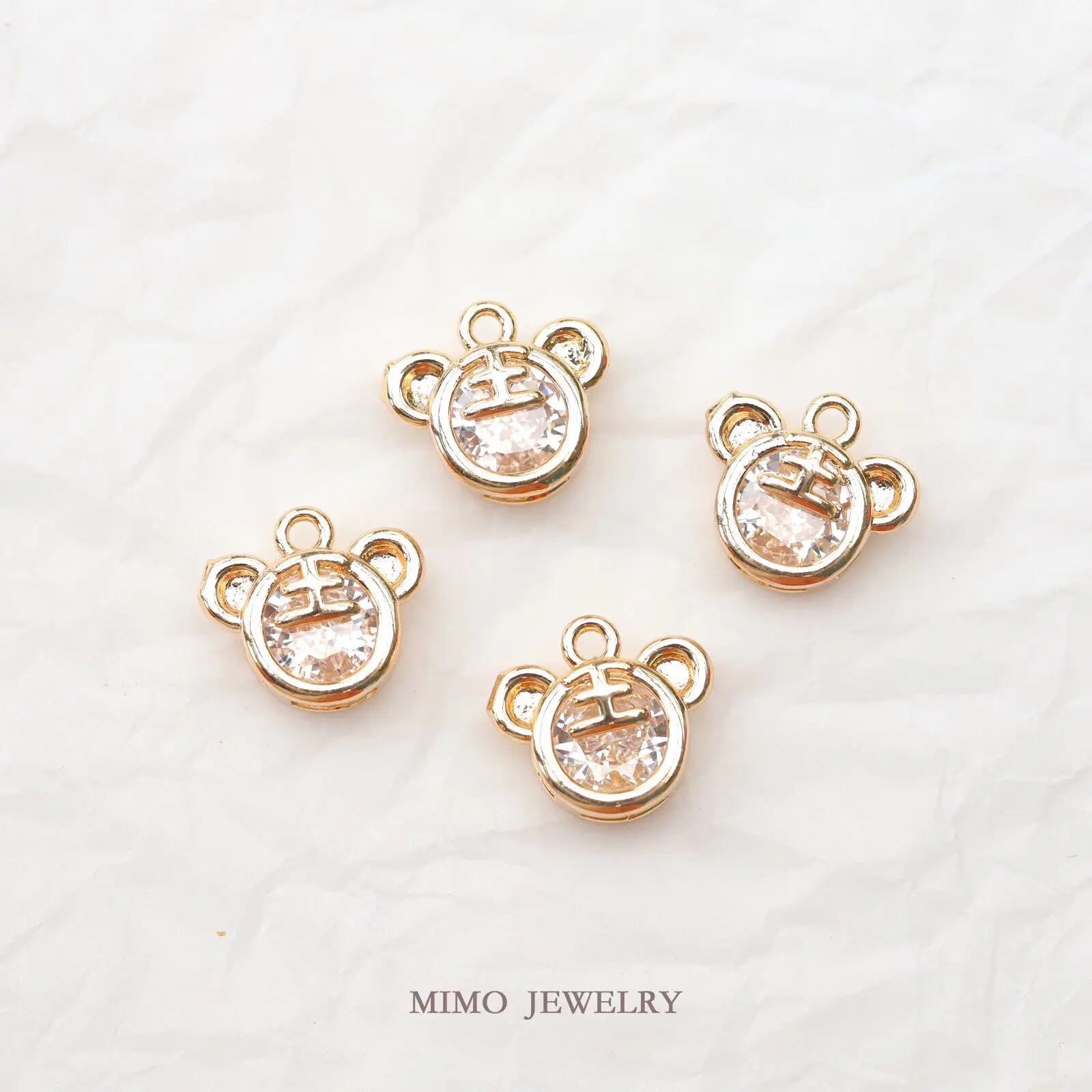1pcs Copper Gold-plated Red White Zircon Tiger Head New Year Pendant Charms For Jewelry Making DIY Bracelet Accessories Findings