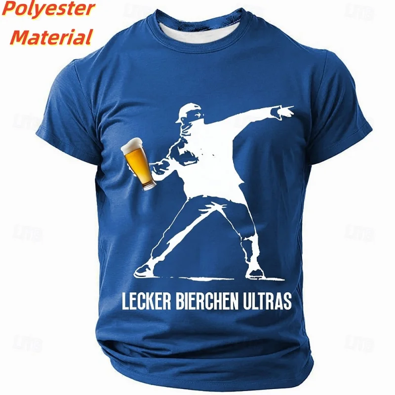 3D Printed Throwing Beer T Shirt For Men Fun Colorful Pattern T-Shirts Summer Round Neck Kids Short Sleeve Tees Fashion Tops