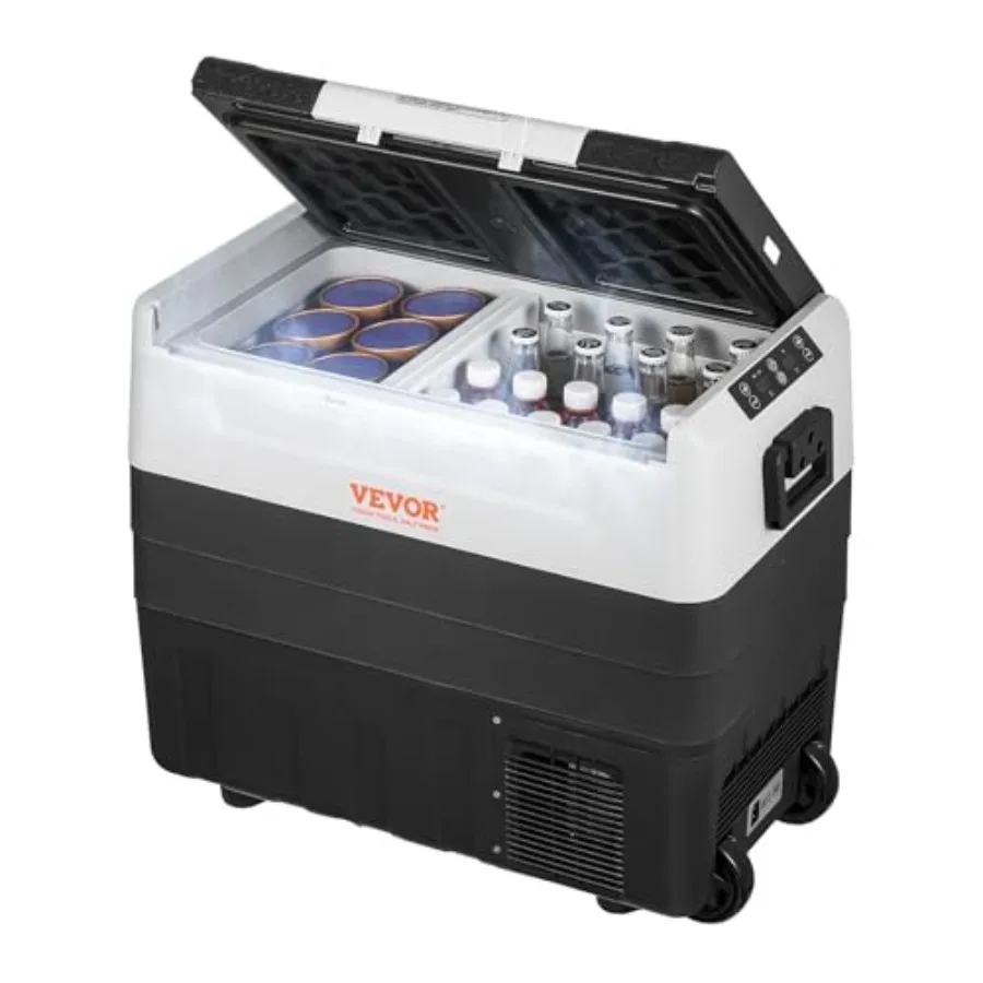 Car Refrigerator 12 Volt 58 QT/55 L Dual Zone Portable Freezer with -4-50 Adjustable Range 12/24V DC and 100-240V AC Compressor