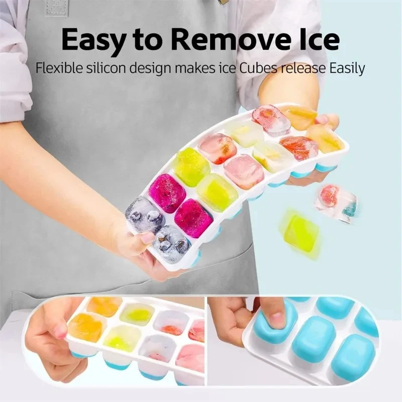14 Grid Cube Tray Silicone Mold Square Ice Cube Tray Mold Ice Cube Maker Non-toxic Durable Bar Pub Wine Ice Blocks Maker